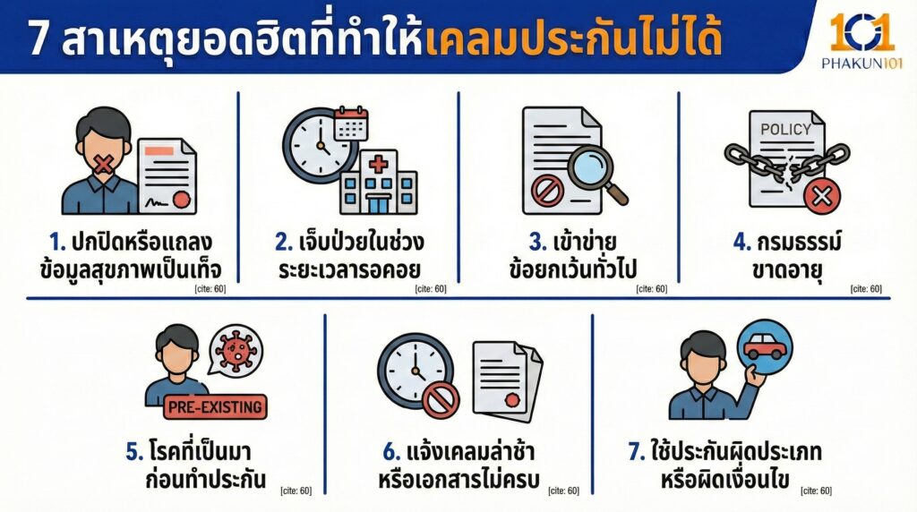7 สาเหตุยอดฮิตที่ทำให้เคลมประกันไม่ได้