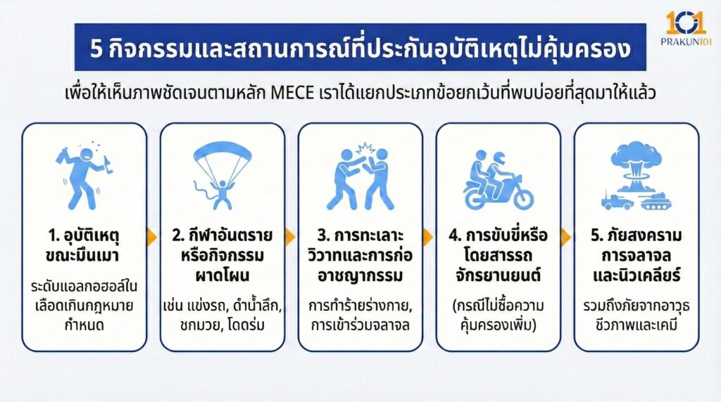 5 กิจกรรมและสถานการณ์ที่ประกันอุบัติเหตุไม่คุ้มครอง