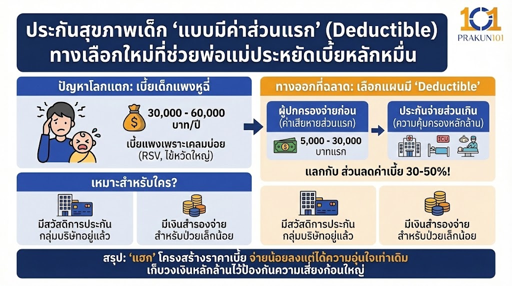 ประกันสุขภาพเด็ก "แบบมีค่าส่วนแรก" (Deductible)