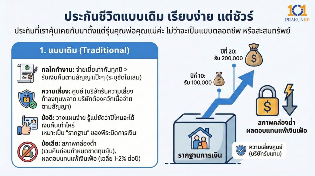 ประกันชีวิตแบบเดิม เรียบง่าย แต่ชัวร์