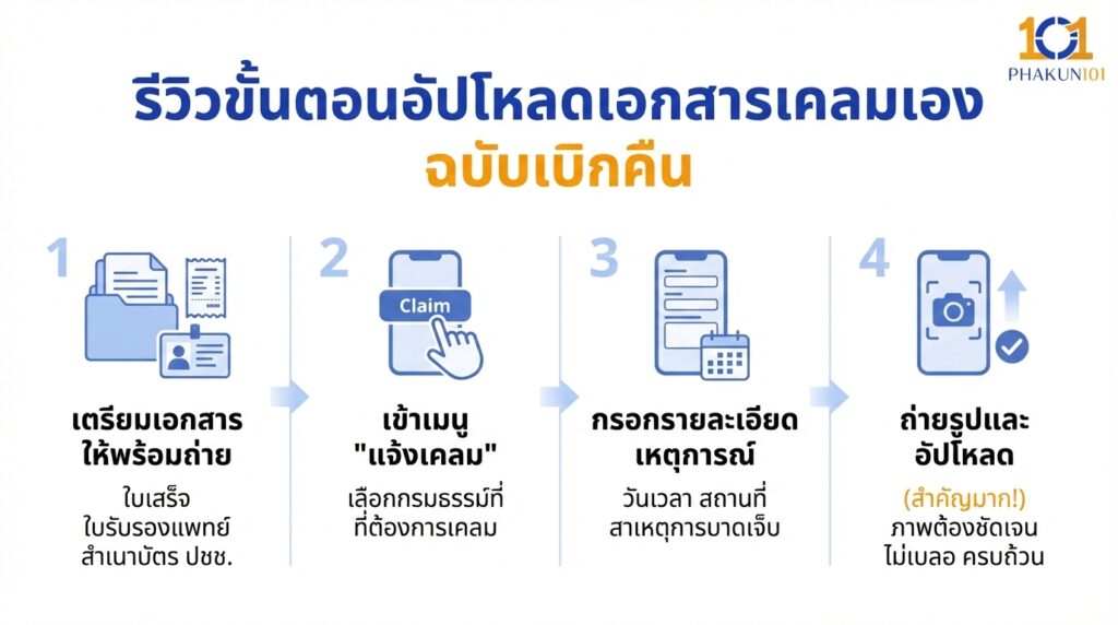 รีวิวขั้นตอนอัปโหลดเอกสารเคลมเอง ฉบับเบิกคืน
