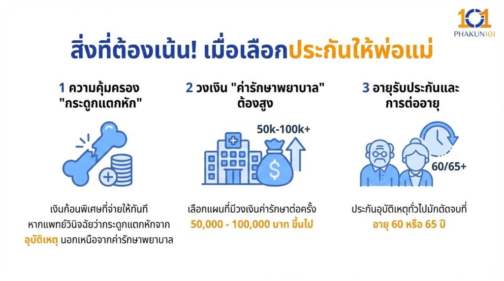 สิ่งที่ต้องเน้น! เมื่อเลือกประกันให้พ่อแม่