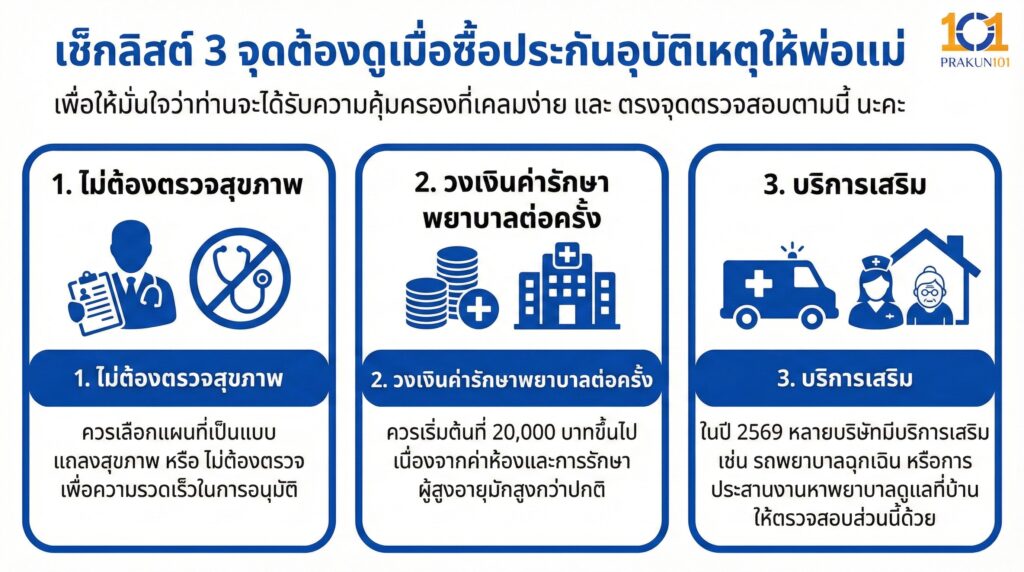 เช็กลิสต์ 3 จุดต้องดูเมื่อซื้อประกันอุบัติเหตุให้พ่อแม่