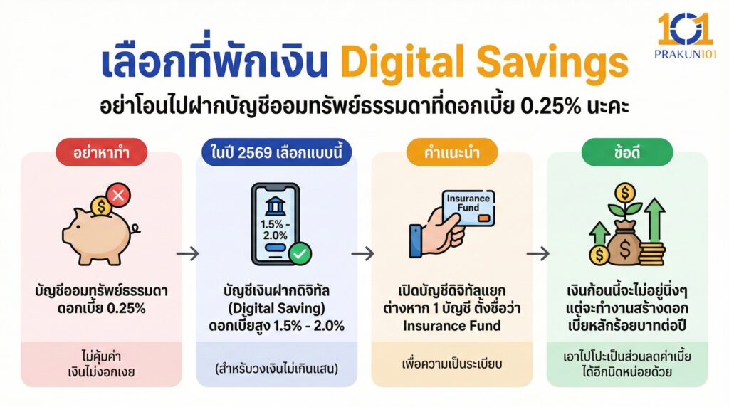 เลือกที่พักเงิน Digital Savings